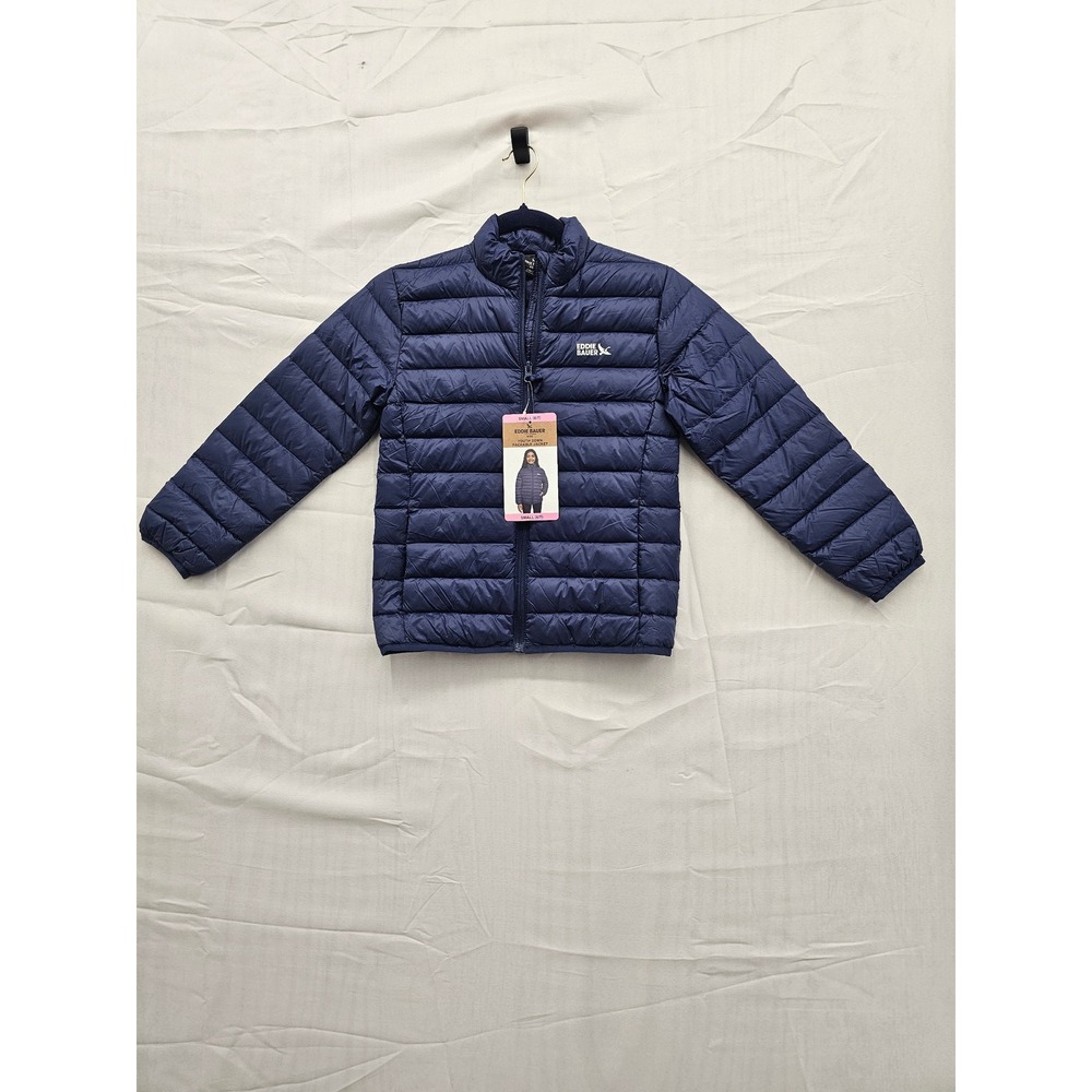 Eddie Bauer Kids Youth Down Packable Jacket Navy Blue Puffer S 6/7 E834OW903 NWT